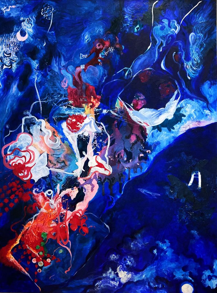 Jiabao Shen, Night Howl (夜哮), oil and mixed media on canvas 48 x 35.8 inches 2021