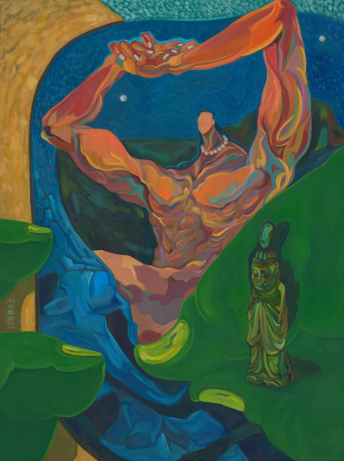 Xin Wen, The Night (或许夜风吹过), oil on canvas, 48 x 36 inches 2022-2023