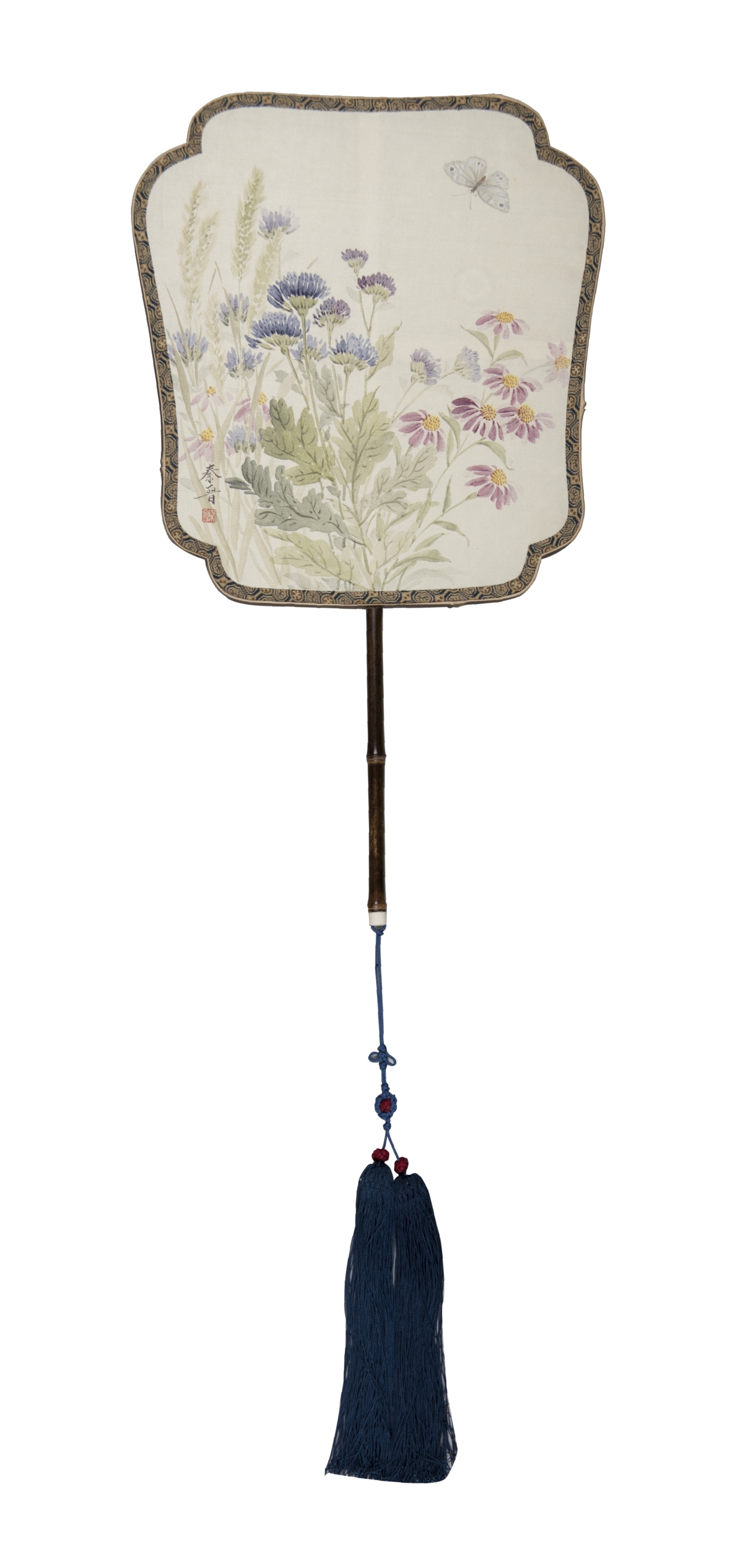 Qinjin Song (宋秦晋), Herborist Spring Colour (佰草春色), ink and colour on silk, bamboo handle 绢本设色, 玉竹, 2022
