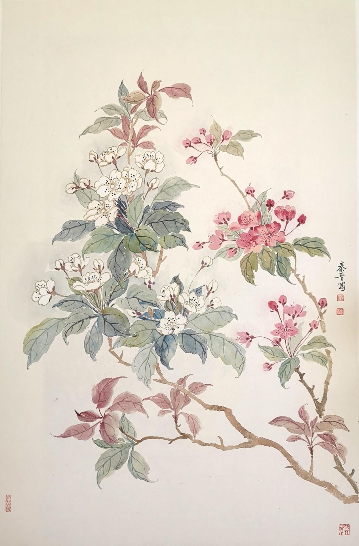 Qinjin Song (宋秦晋), Land of Peach Blossoms (桃花源记), ink and colour on rice paper 纸本设色, 68 x 45 cm (26.72x 17.68 inches), 2022