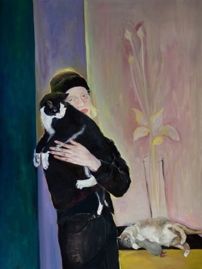 Maggie Dong, Are Cats Pets? oil on canvas, 48 x 36 in. 2024