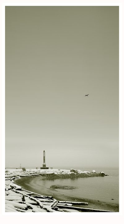 Mike Jin, Snowy Scenery at Garry Point Park in Richmond, photography, 18 x 10 inches, edition of 10.